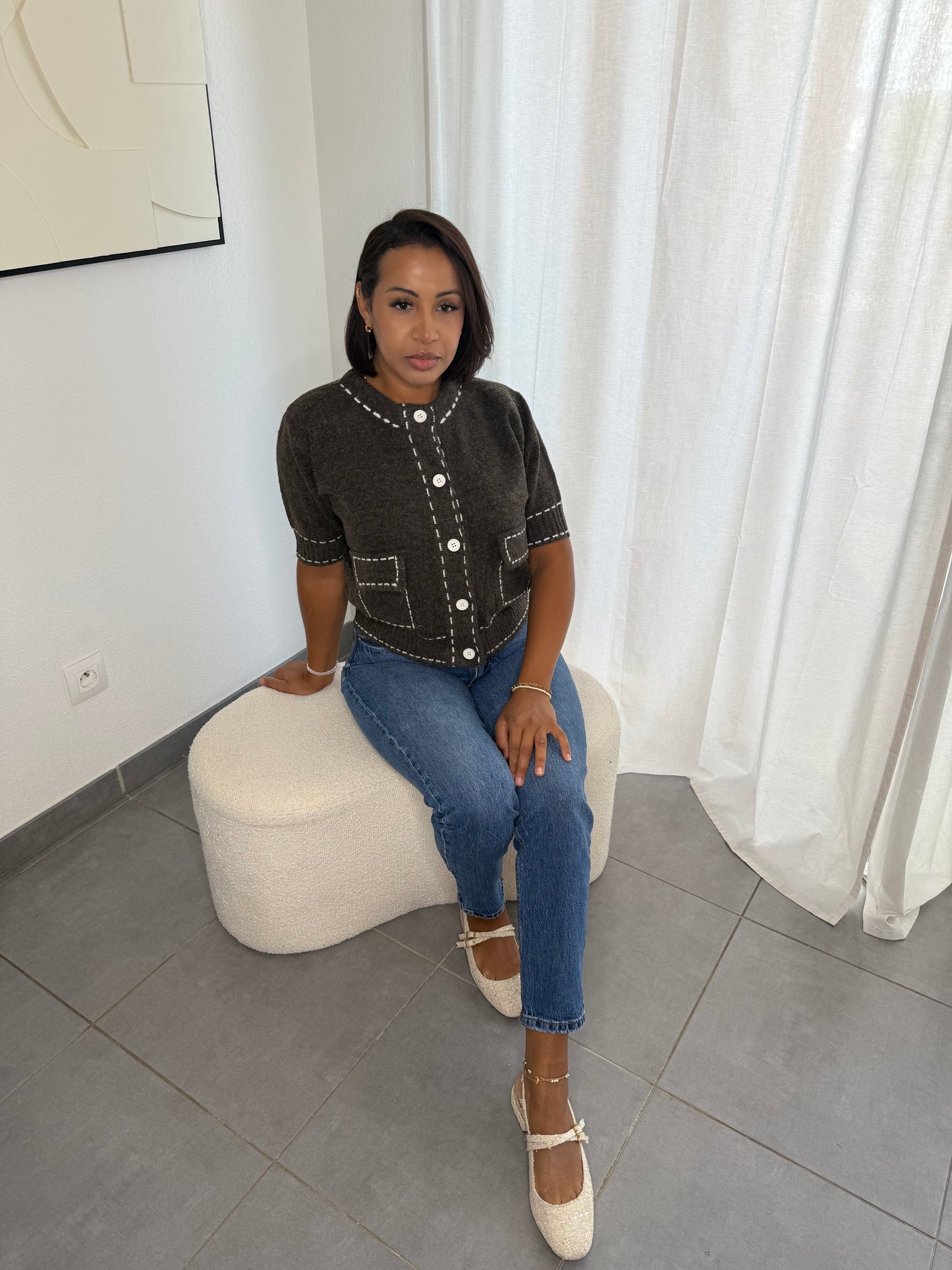 Pull en laine manche courte
