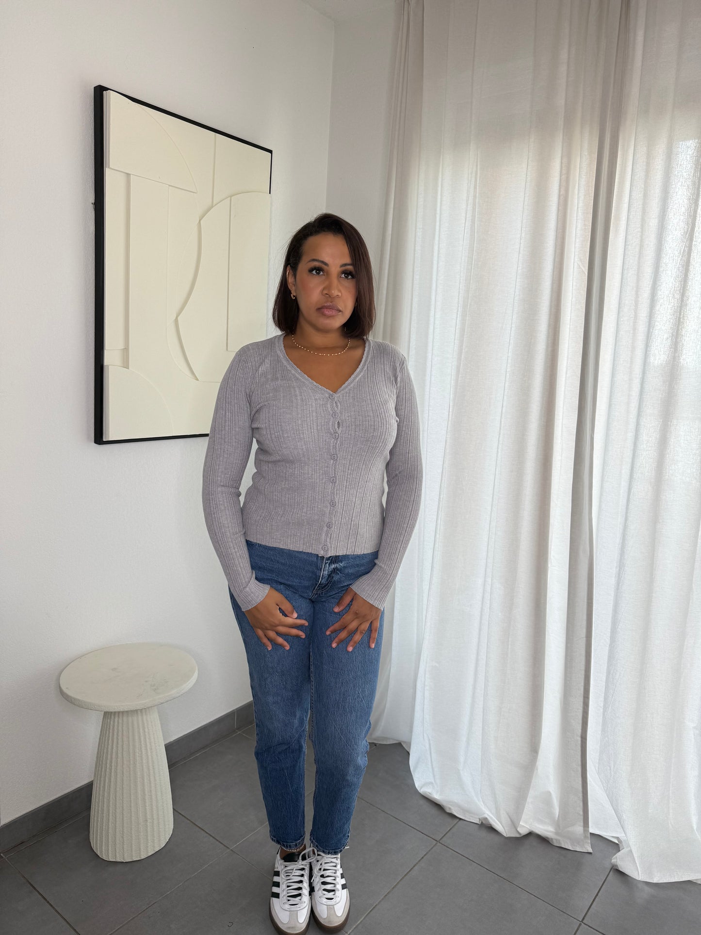 Gilet top manche longue gris