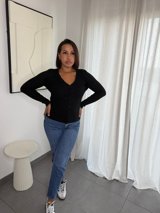 Gilet top manche longue noir