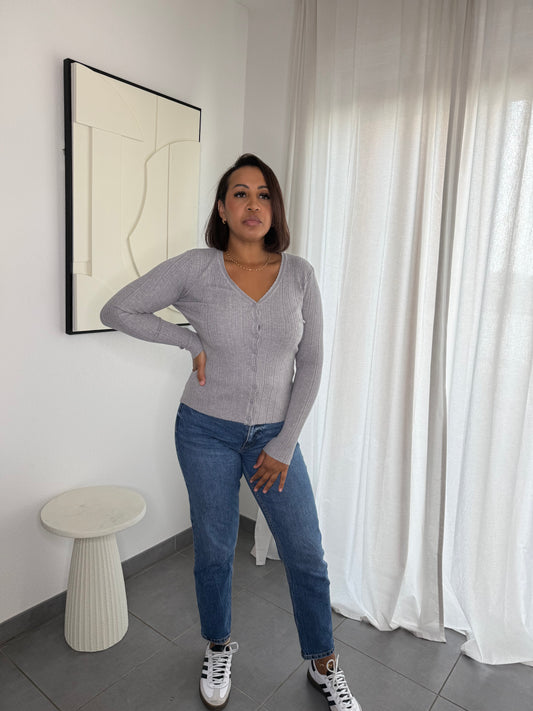 Gilet top manche longue gris